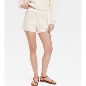 Roller Rabbit x Target Daisy Floral Embossed Terry Drawstrings Short Cream XL